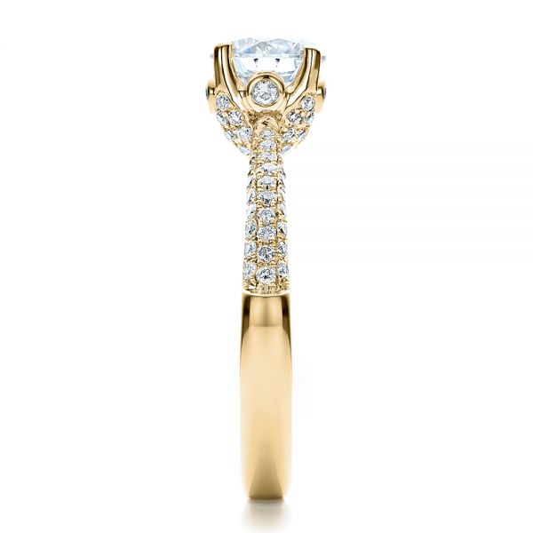 14k Yellow Gold 14k Yellow Gold Diamond Pave Engagement Ring - Side View -  100008