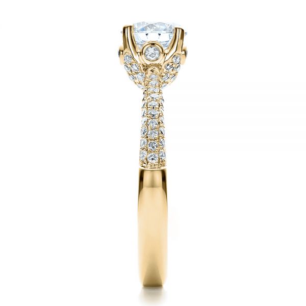 18k Yellow Gold 18k Yellow Gold Diamond Pave Engagement Ring - Side View - 100008