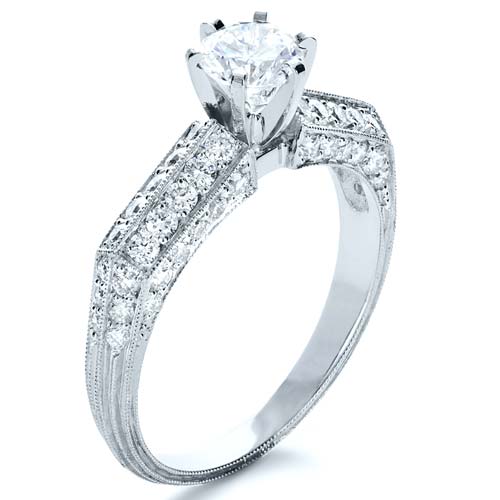 Diamond Pave and Hand Engraved Engagement Ring #1148 - Seattle Bellevue ...