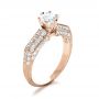 14k Rose Gold 14k Rose Gold Diamond Pave And Hand Engraved Engagement Ring - Three-Quarter View -  1148 - Thumbnail