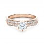 18k Rose Gold 18k Rose Gold Diamond Pave And Hand Engraved Engagement Ring - Flat View -  1148 - Thumbnail