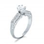 18k White Gold Diamond Pave And Hand Engraved Engagement Ring - Three-Quarter View -  1148 - Thumbnail
