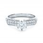 14k White Gold 14k White Gold Diamond Pave And Hand Engraved Engagement Ring - Flat View -  1148 - Thumbnail