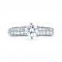 18k White Gold Diamond Pave And Hand Engraved Engagement Ring - Top View -  1148 - Thumbnail