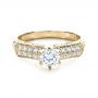18k Yellow Gold 18k Yellow Gold Diamond Pave And Hand Engraved Engagement Ring - Flat View -  1148 - Thumbnail
