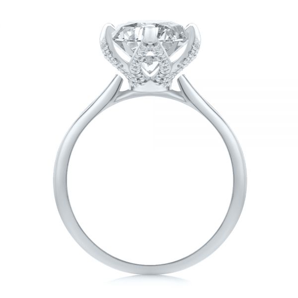 18k White Gold And Platinum 18k White Gold And Platinum Diamond Petal Prongs Oval Engagement Ring - Front View -  107823 - Thumbnail