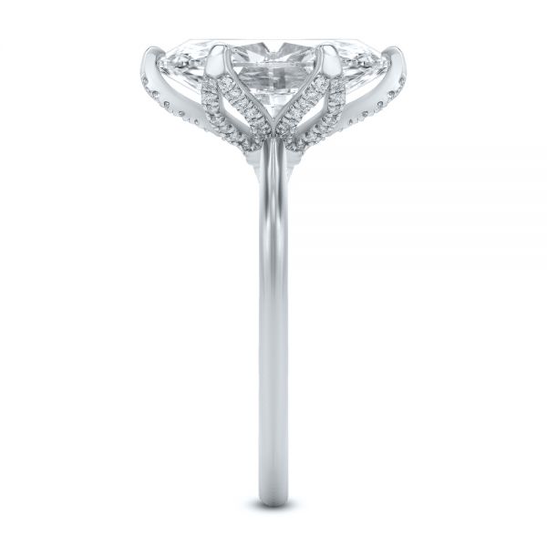 18k White Gold And Platinum 18k White Gold And Platinum Diamond Petal Prongs Oval Engagement Ring - Side View -  107823 - Thumbnail