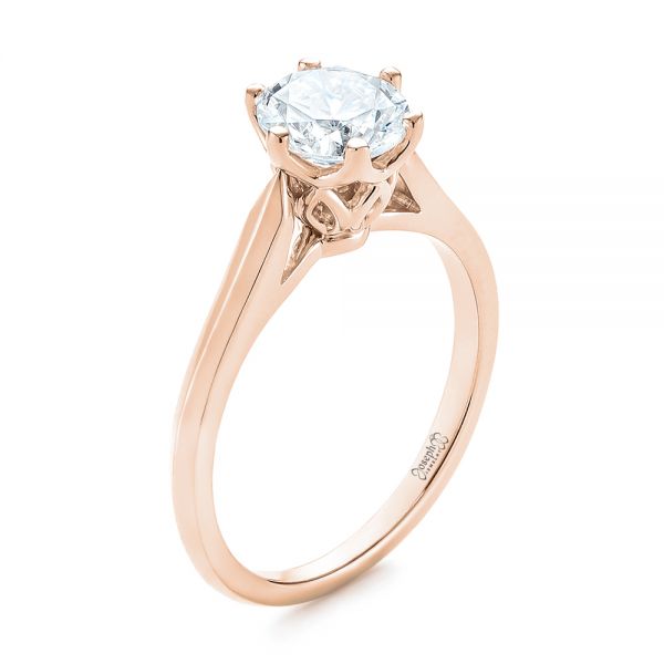 18k Rose Gold 18k Rose Gold Diamond Solitaire Engagement Ring - Three-Quarter View -  104171