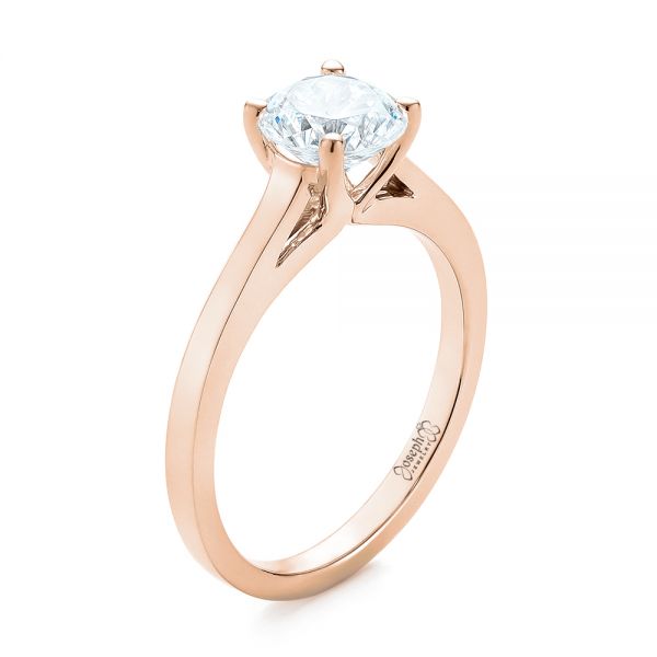 18k Rose Gold 18k Rose Gold Diamond Solitaire Engagement Ring - Three-Quarter View -  104185