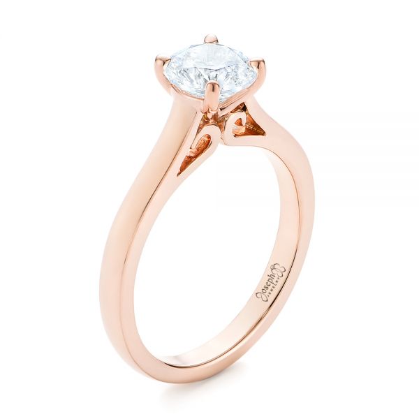 14k Rose Gold Diamond Solitaire Engagement Ring - Three-Quarter View -  104186
