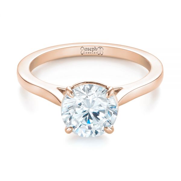 18k Rose Gold 18k Rose Gold Diamond Solitaire Engagement Ring - Flat View -  103977