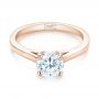 18k Rose Gold 18k Rose Gold Diamond Solitaire Engagement Ring - Flat View -  104185 - Thumbnail
