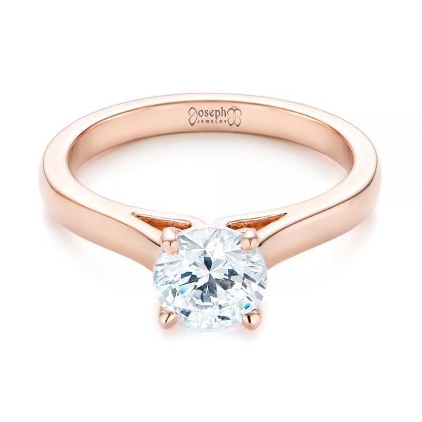 14k Rose Gold Diamond Solitaire Engagement Ring - Flat View -  104186