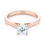 18k Rose Gold 18k Rose Gold Diamond Solitaire Engagement Ring - Flat View -  104186 - Thumbnail