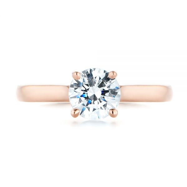 14k Rose Gold Diamond Solitaire Engagement Ring - Top View -  104186