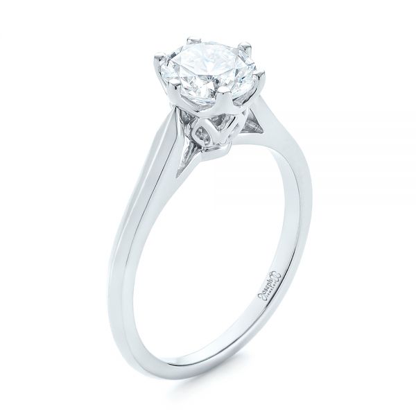 18k White Gold Diamond Solitaire Engagement Ring - Three-Quarter View -  104171