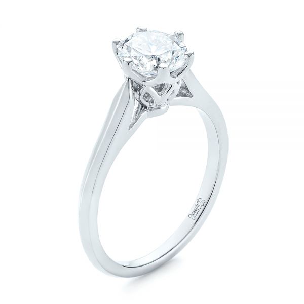 14k White Gold 14k White Gold Diamond Solitaire Engagement Ring - Three-Quarter View -  104171