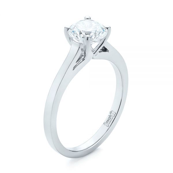 18k White Gold Diamond Solitaire Engagement Ring - Three-Quarter View -  104185