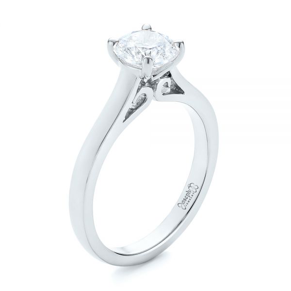 18k White Gold 18k White Gold Diamond Solitaire Engagement Ring - Three-Quarter View -  104186