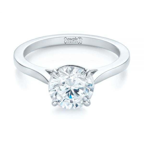 18k White Gold Diamond Solitaire Engagement Ring - Flat View -  103977