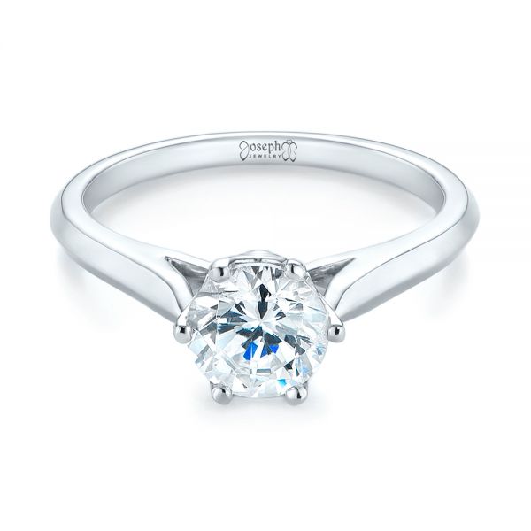 18k White Gold Diamond Solitaire Engagement Ring - Flat View -  104171