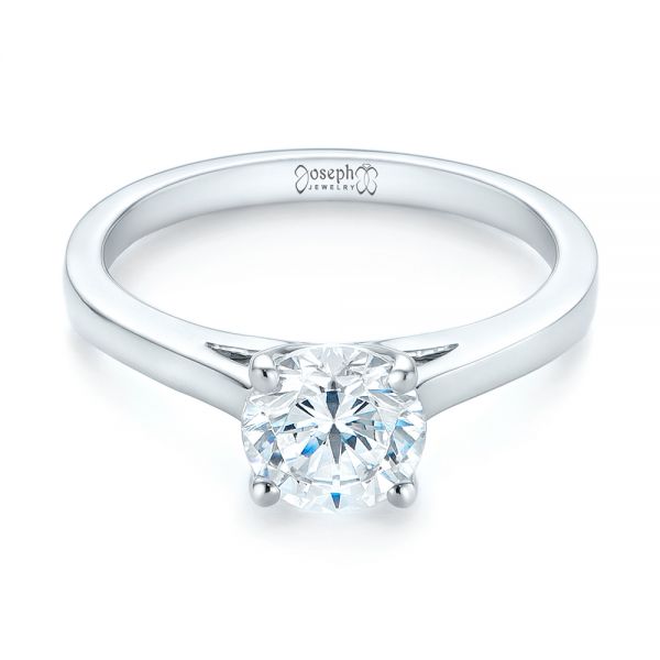 18k White Gold Diamond Solitaire Engagement Ring - Flat View -  104185