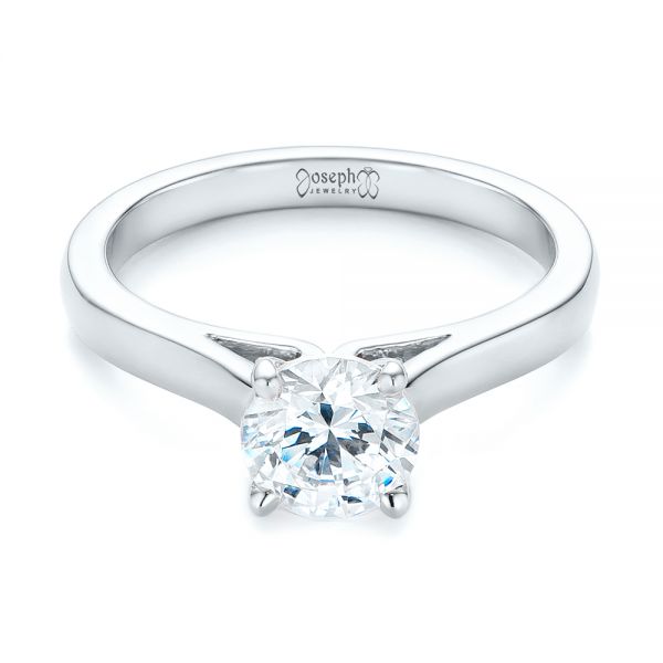 18k White Gold 18k White Gold Diamond Solitaire Engagement Ring - Flat View -  104186