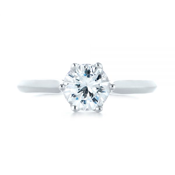 18k White Gold Diamond Solitaire Engagement Ring - Top View -  104171