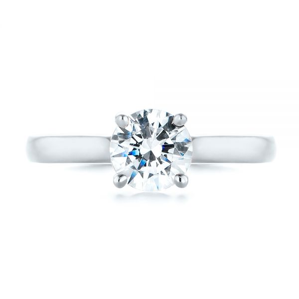 18k White Gold 18k White Gold Diamond Solitaire Engagement Ring - Top View -  104186