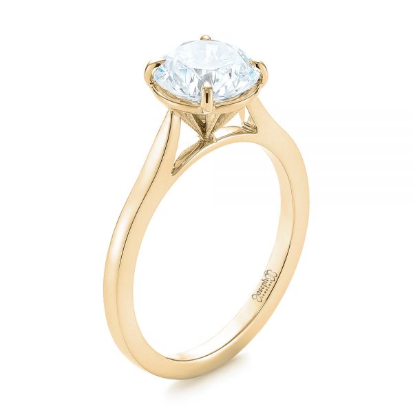 18k Yellow Gold 18k Yellow Gold Diamond Solitaire Engagement Ring - Three-Quarter View -  103977