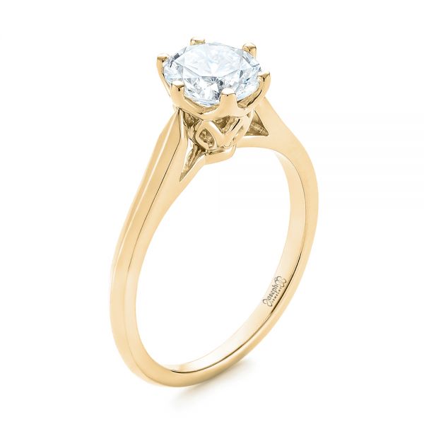 18k Yellow Gold 18k Yellow Gold Diamond Solitaire Engagement Ring - Three-Quarter View -  104171