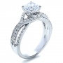  18K Gold Diamond Split Shank Engagement Ring - Three-Quarter View -  1257 - Thumbnail