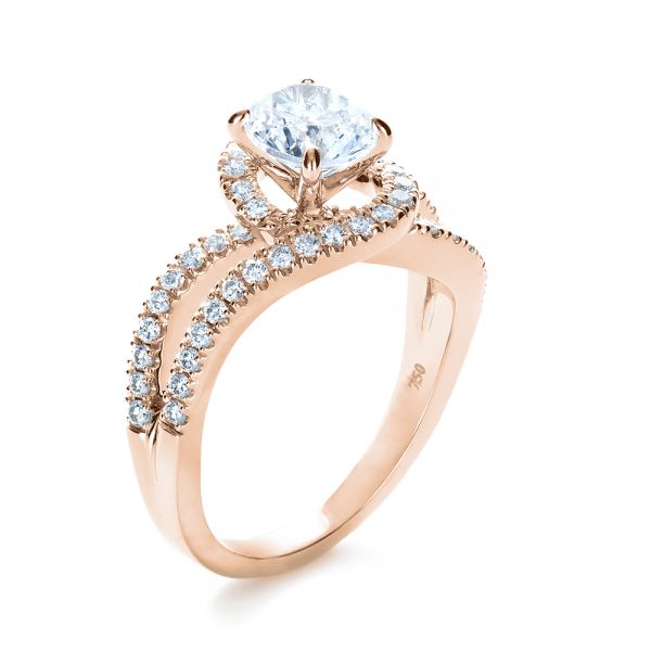 14k Rose Gold 14k Rose Gold Diamond Split Shank Engagement Ring - Three-Quarter View -  1260