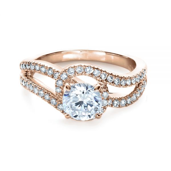 14k Rose Gold 14k Rose Gold Diamond Split Shank Engagement Ring - Flat View -  1260