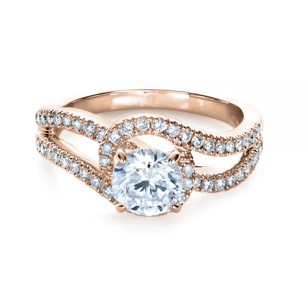 14k Rose Gold 14k Rose Gold Diamond Split Shank Engagement Ring - Flat View - 1260