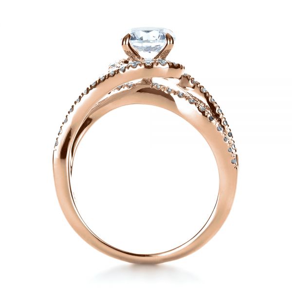 14k Rose Gold 14k Rose Gold Diamond Split Shank Engagement Ring - Front View -  1260