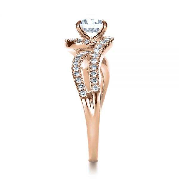 18k Rose Gold 18k Rose Gold Diamond Split Shank Engagement Ring - Side View -  1260