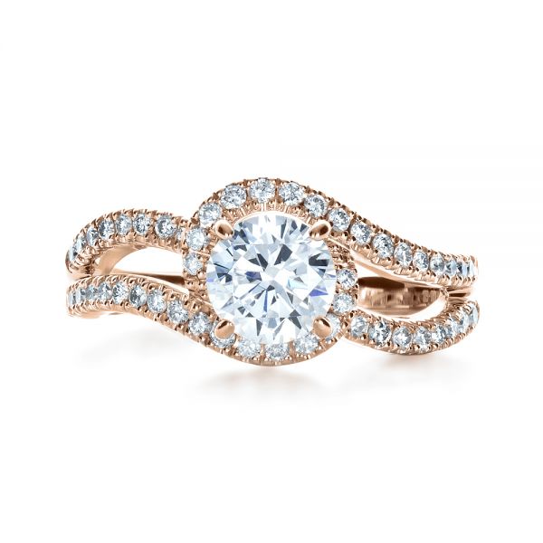 14k Rose Gold 14k Rose Gold Diamond Split Shank Engagement Ring - Top View - 1260