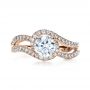 18k Rose Gold 18k Rose Gold Diamond Split Shank Engagement Ring - Top View -  1260 - Thumbnail