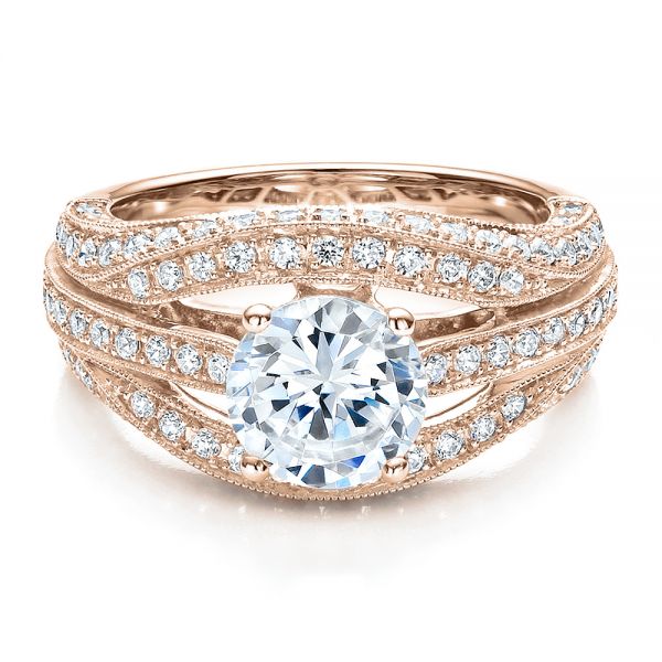 14k Rose Gold 14k Rose Gold Diamond Split Shank Engagement Ring - Vanna K - Flat View - 100107