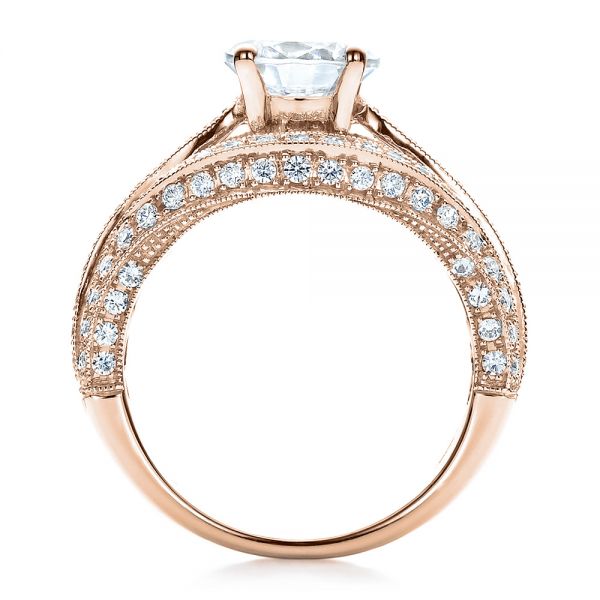 14k Rose Gold 14k Rose Gold Diamond Split Shank Engagement Ring - Vanna K - Front View -  100107