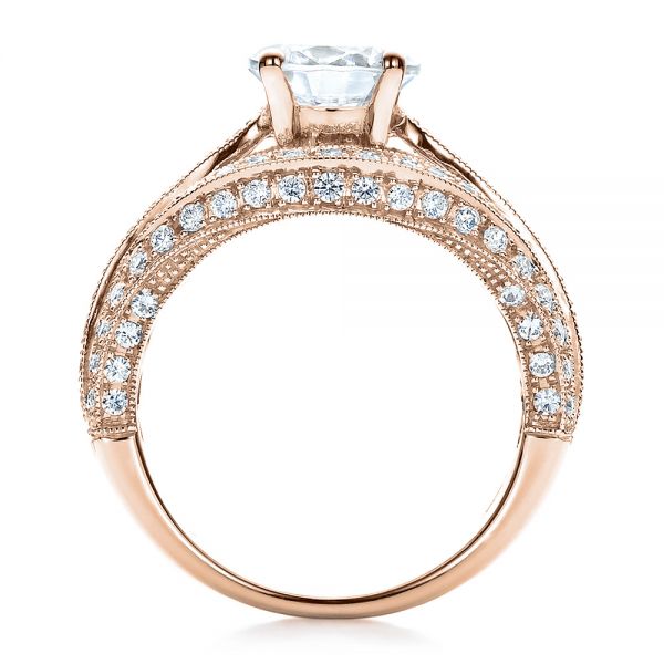 14k Rose Gold 14k Rose Gold Diamond Split Shank Engagement Ring - Vanna K - Front View - 100107