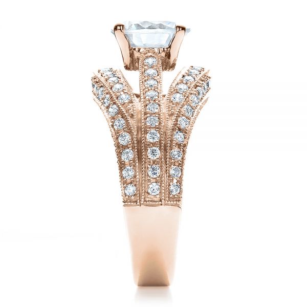 14k Rose Gold 14k Rose Gold Diamond Split Shank Engagement Ring - Vanna K - Side View - 100107