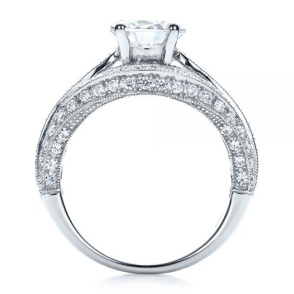14k White Gold 14k White Gold Diamond Split Shank Engagement Ring - Vanna K - Front View -  100107