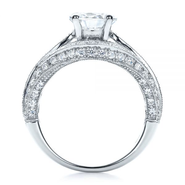 18k White Gold Diamond Split Shank Engagement Ring - Vanna K - Front View - 100107
