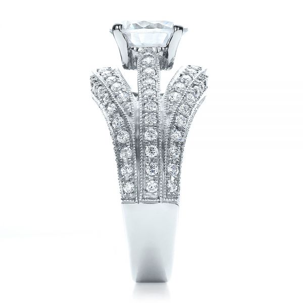 18k White Gold Diamond Split Shank Engagement Ring - Vanna K - Side View -  100107