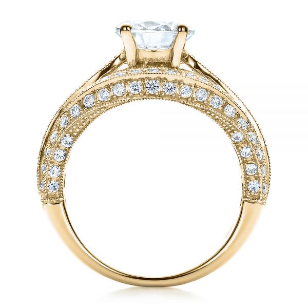 18k Yellow Gold 18k Yellow Gold Diamond Split Shank Engagement Ring - Vanna K - Front View -  100107