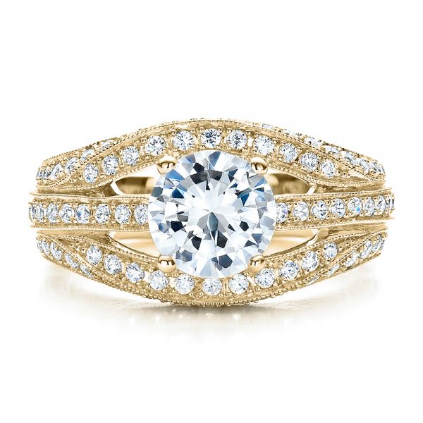 14k Yellow Gold 14k Yellow Gold Diamond Split Shank Engagement Ring - Vanna K - Top View - 100107