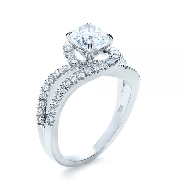 18k White Gold Diamond Split Shank Engagement Ring - Three-Quarter View -  1260
