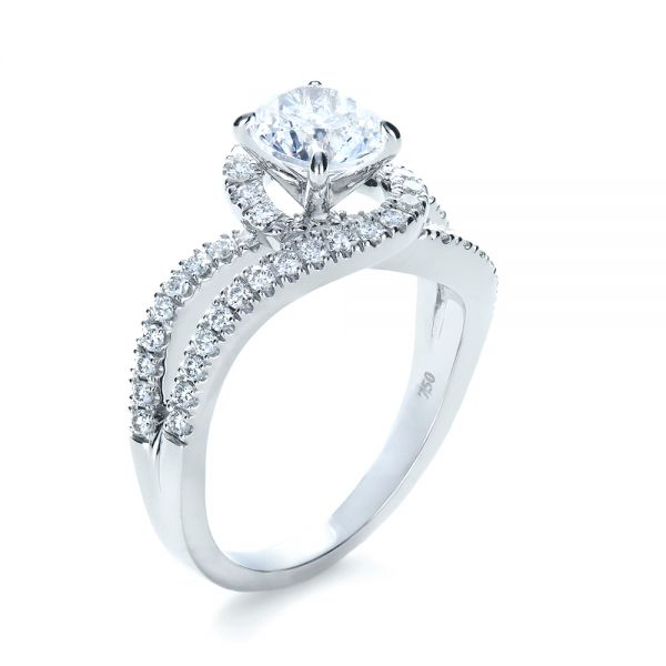 18k White Gold Diamond Split Shank Engagement Ring - Three-Quarter View - 1260